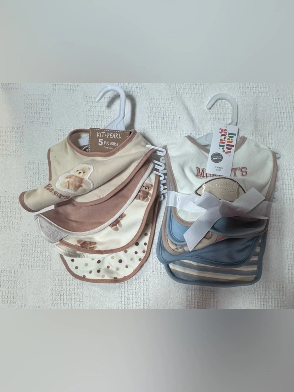 Pearl Baby Bib Set in Beige, Brown, Cream, Blue - 5 Pack Baby gear.